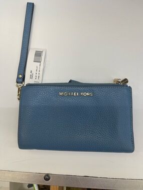 Michael Kors Blue Pebbled Leather Wristlet Clutch